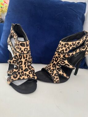 Aldo Brown real leather and Black Stiletto Heels with Cut-Out Design